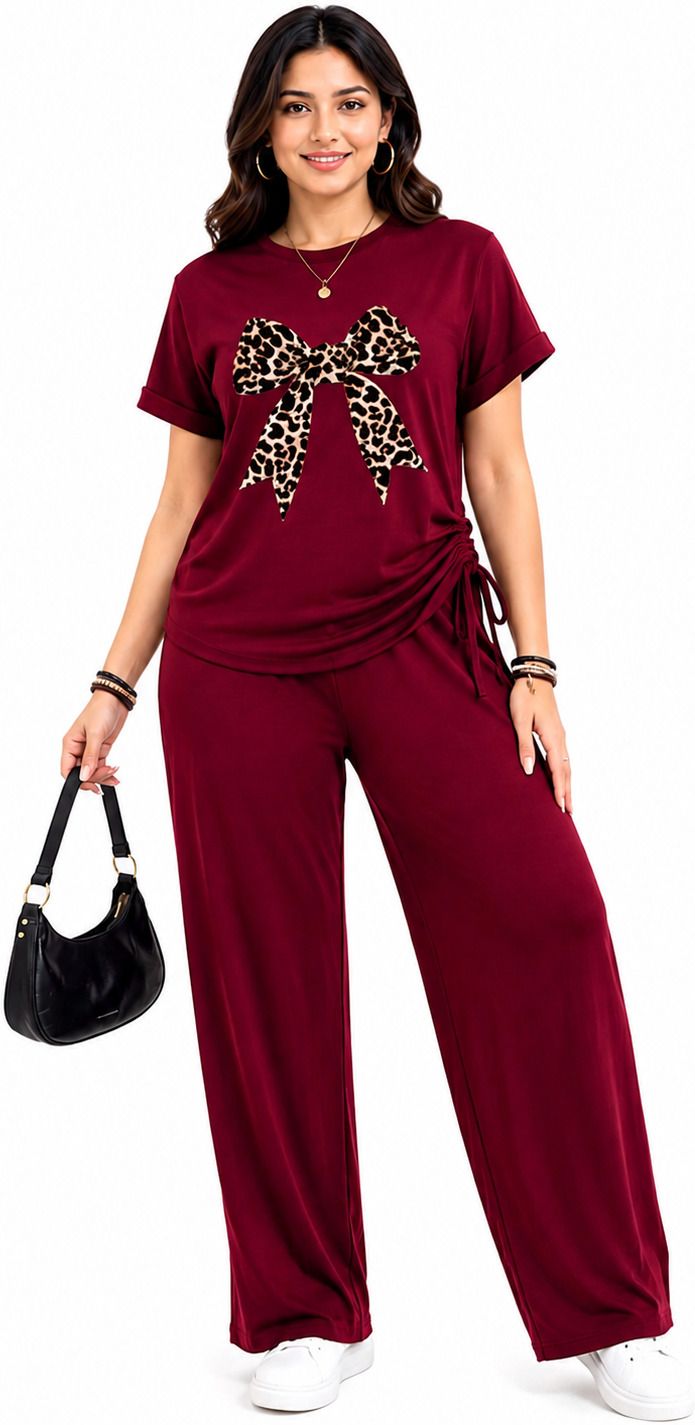 atm enterprises Women Top & Pyjama Set Maroon Solid-picture-25