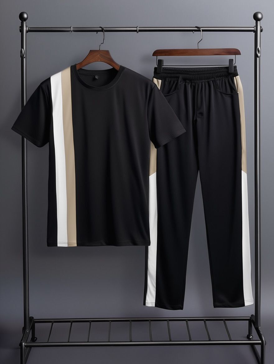 dhanak Men Night Suit Set Black Self Design-picture-29