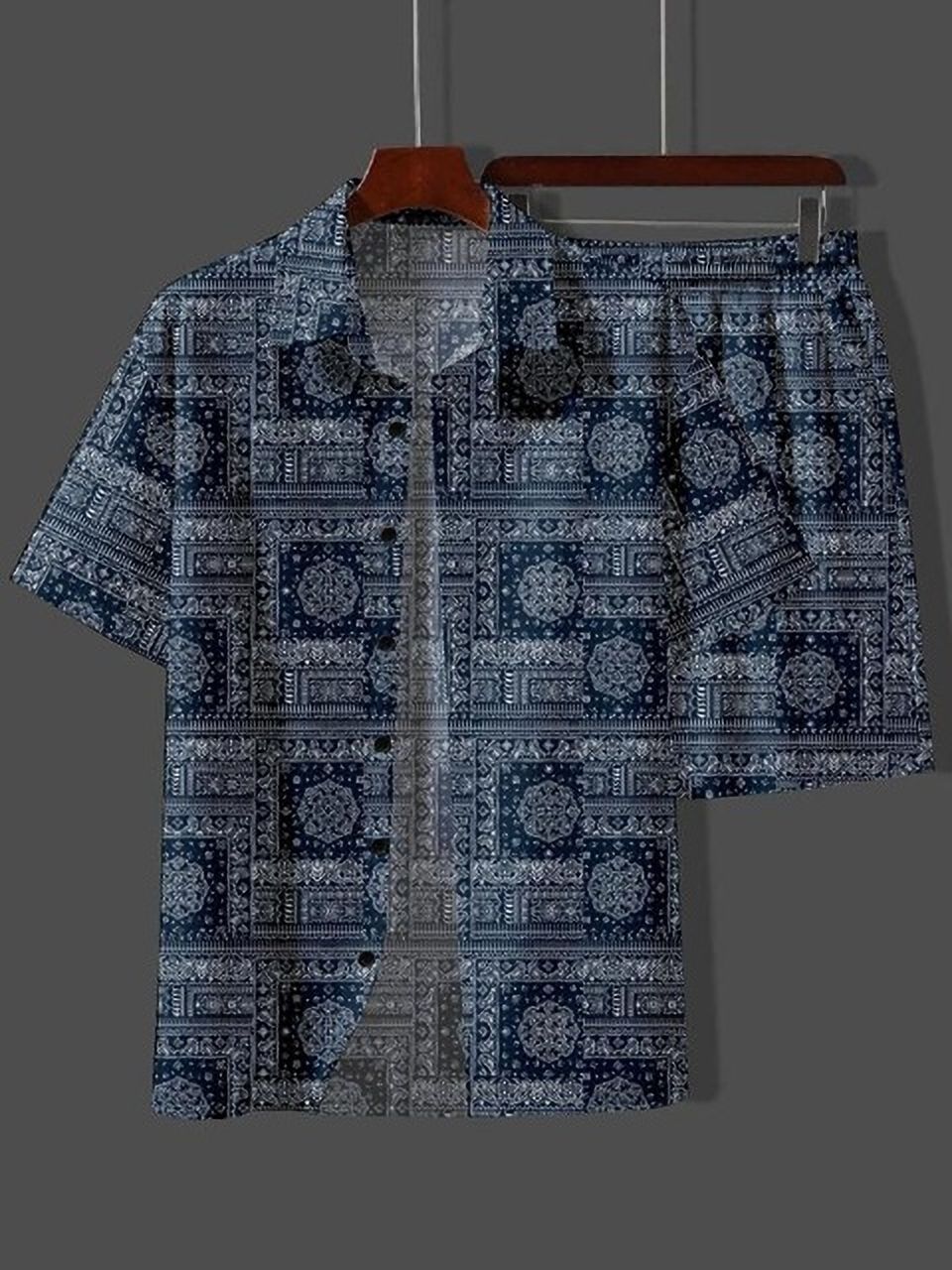 tanisha fashion Men Night Suit Set Blue Printed-picture-12