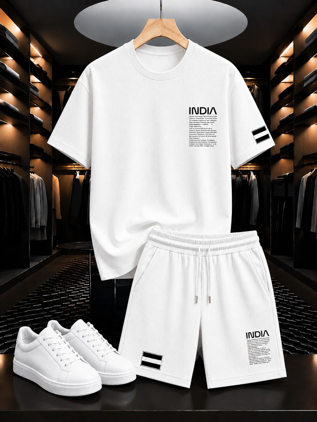 thetailorhouse Men Top & Shorts Set White Printed-picture-10