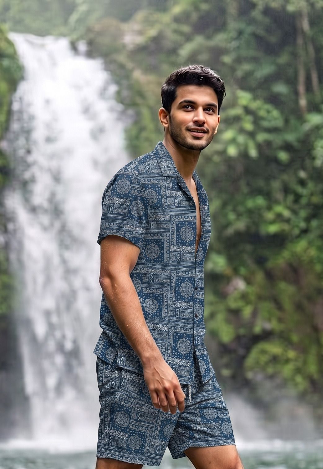 tanisha fashion Men Night Suit Set Blue Printed-picture-13