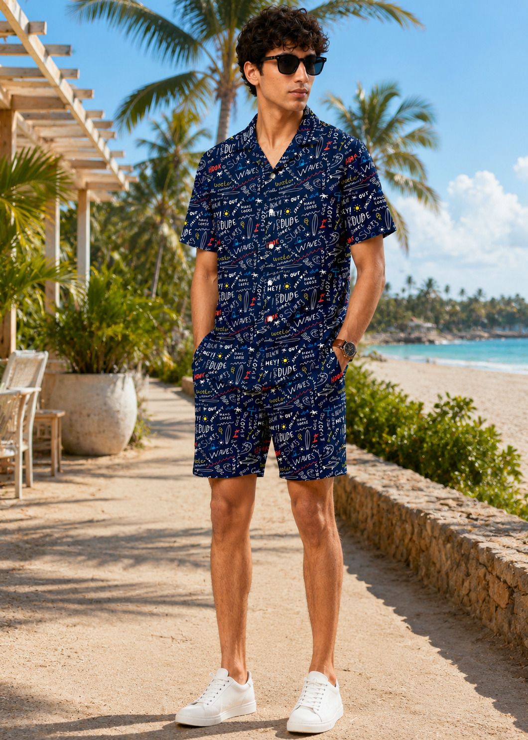 Men Night Suit Set Dark Blue Printed-image-30