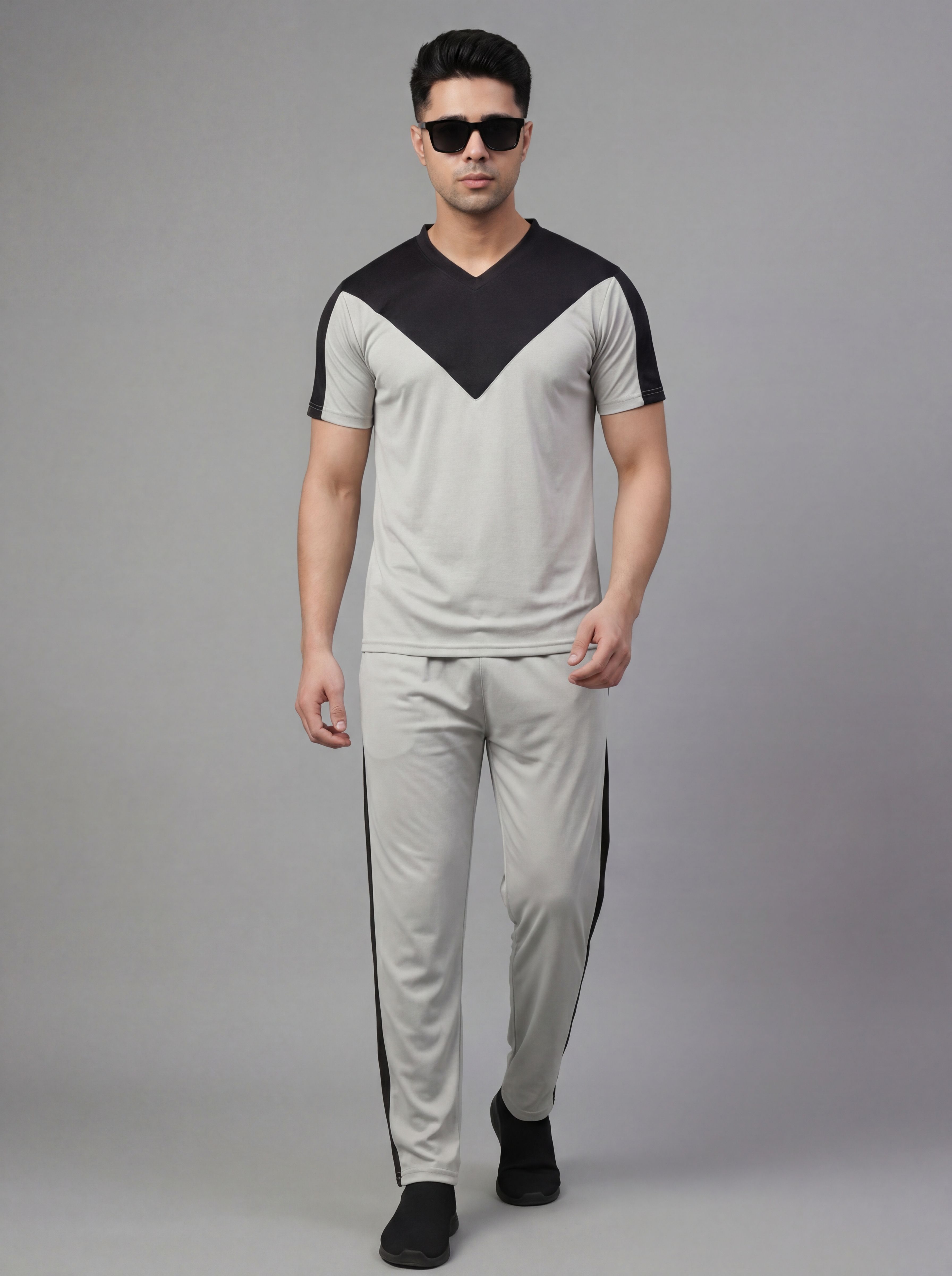 grantox Men Night Suit Set Grey Self Design-picture-39