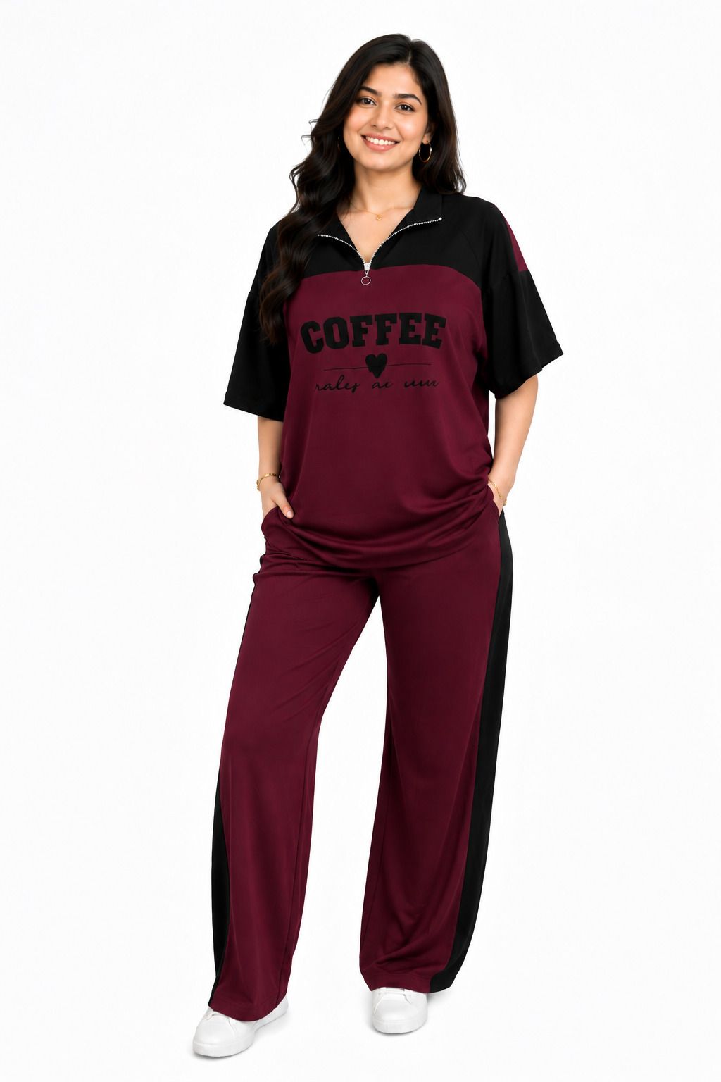 atm enterprises Women Top & Pyjama Set Maroon Solid-picture-36
