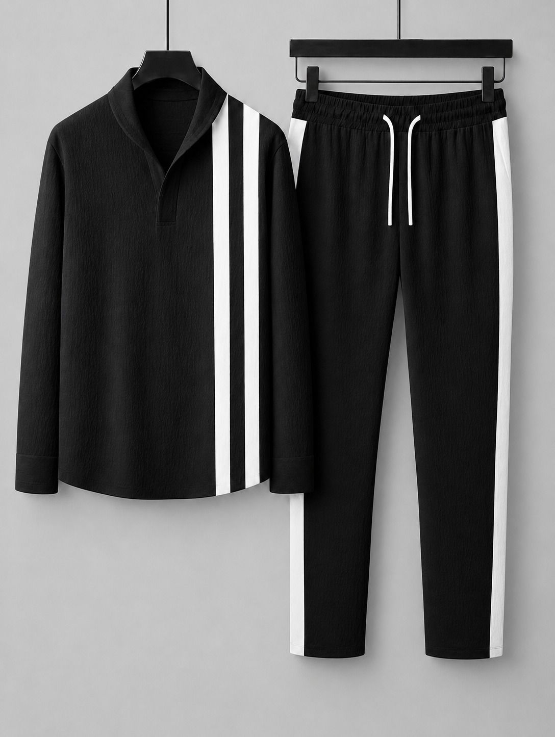 roxdevil Men Top & Pyjama Set Black Solid-picture-12