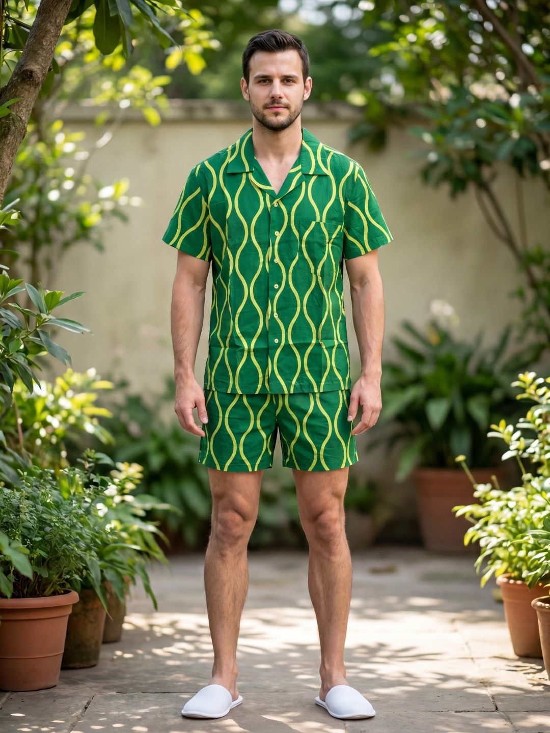 sweet dreams Men Top & Shorts Set Green Printed-picture-14