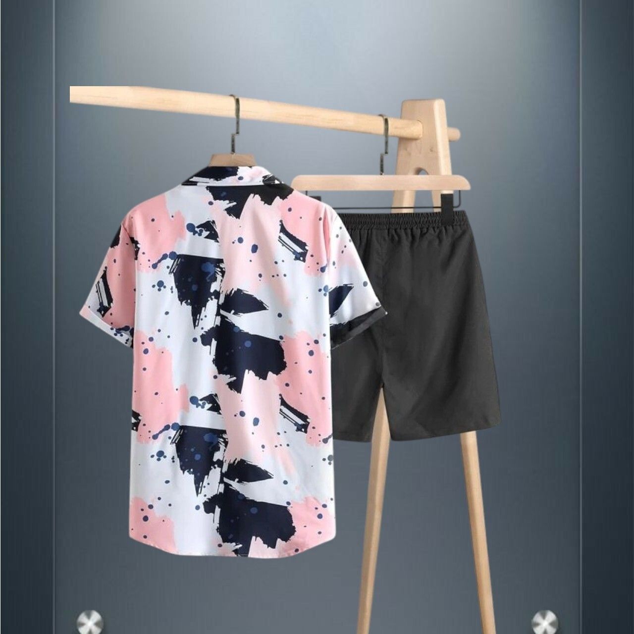 Men Night Suit Set Pink Printed-image-10