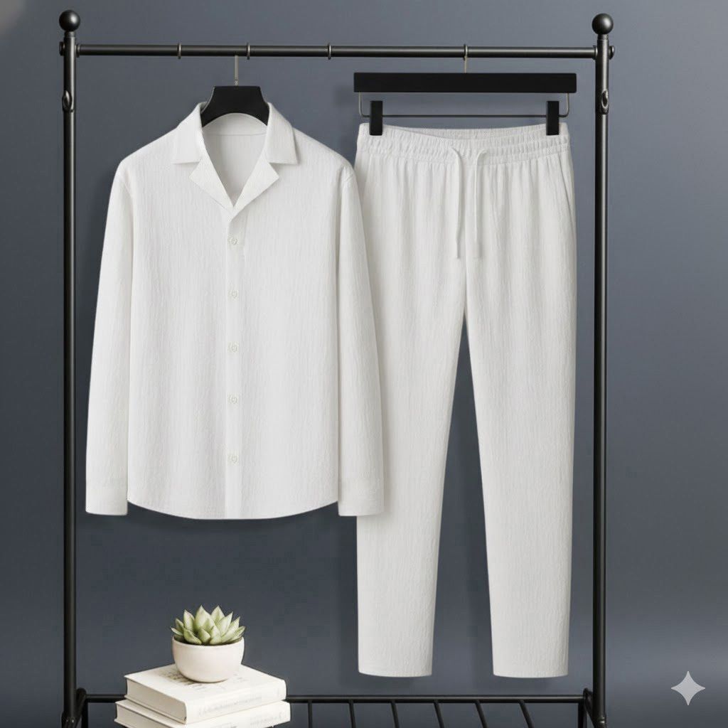 lookberry Men Night Suit Set White Colorblock-picture-17