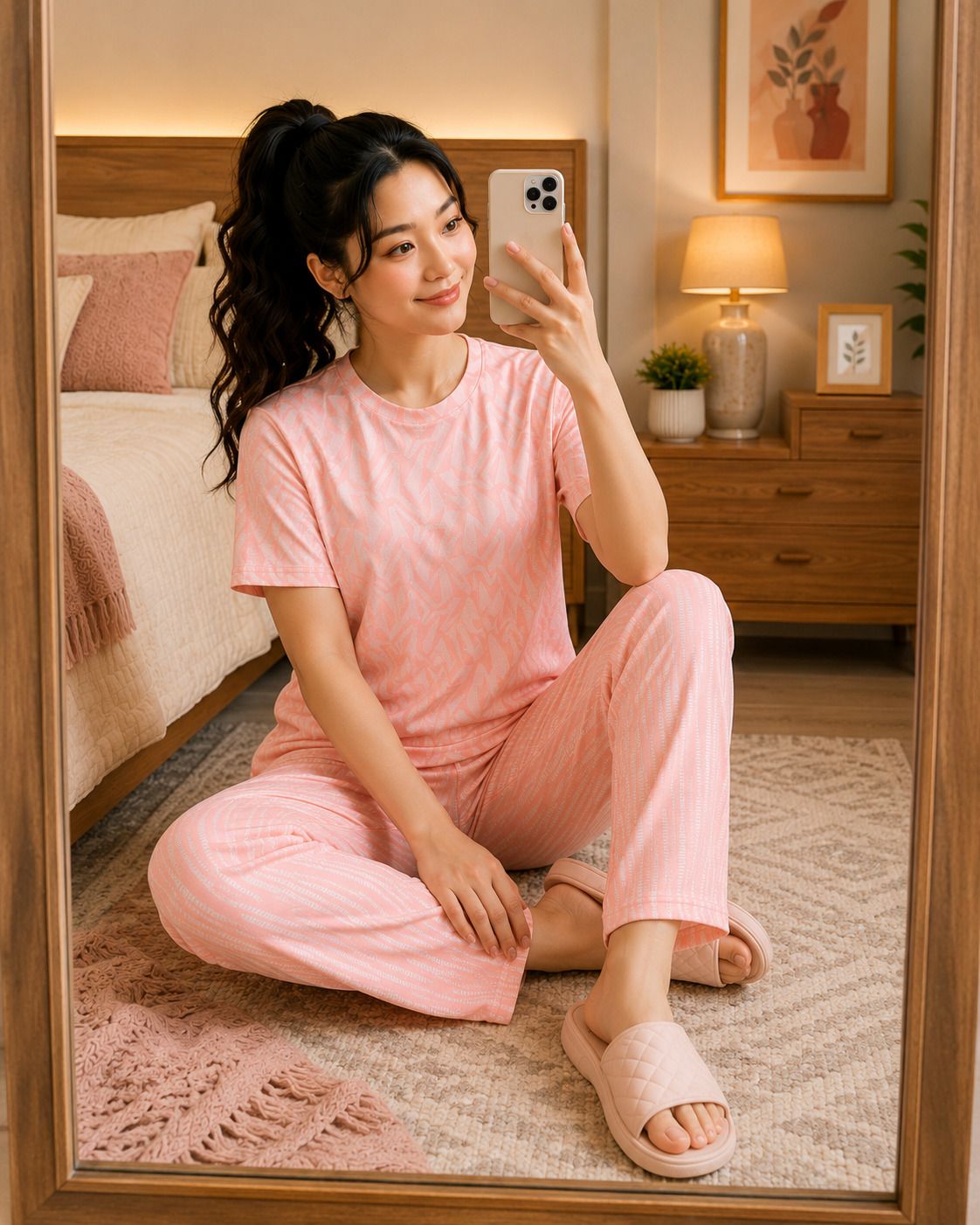 sakarmaa Women Top & Pyjama Set Pink Printed-picture-6