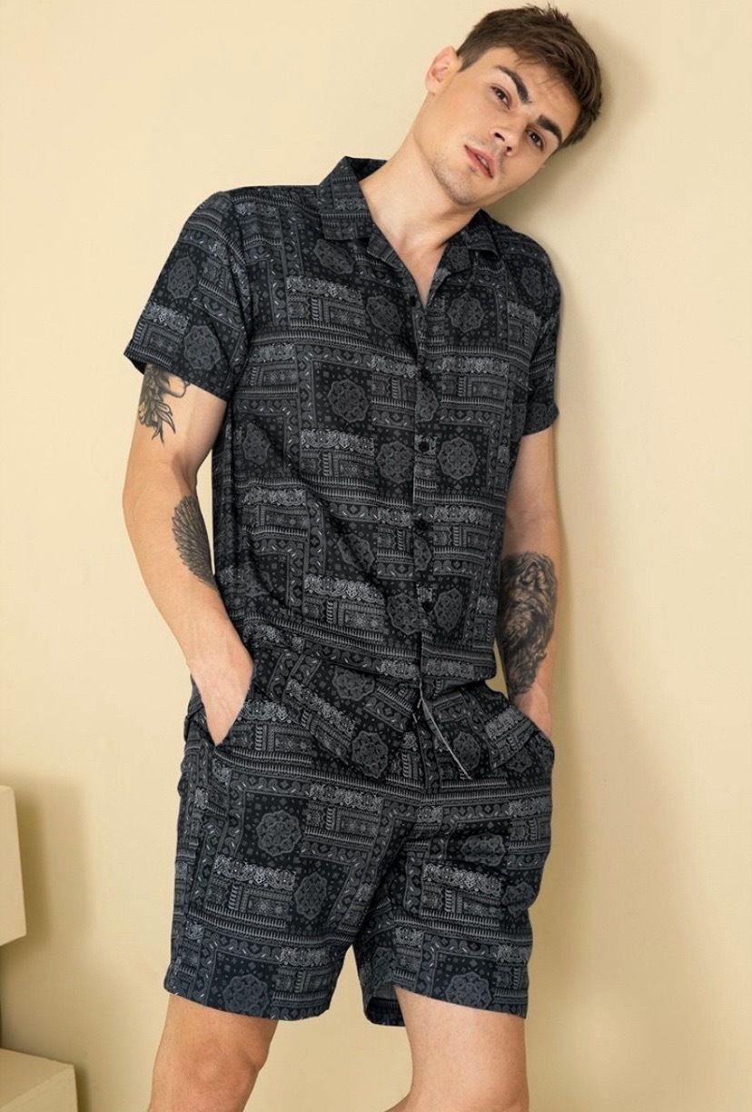 fabrizio Men Night Suit Set Black Printed-picture-28