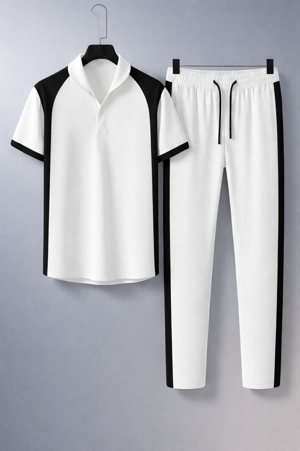 lookberry Men Night Suit Set White Colorblock-picture-23
