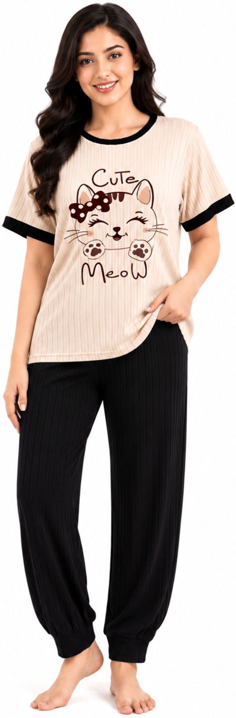 atm enterprises Women Top & Pyjama Set Black Solid-picture-32