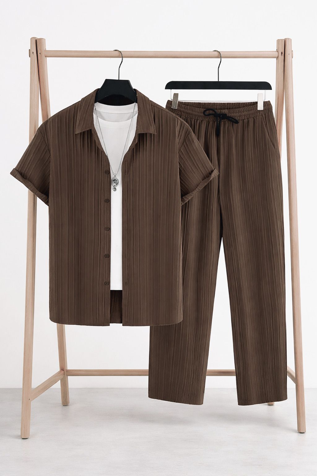 maa uma Men Shirt & Pyjama set Brown Solid-picture-17