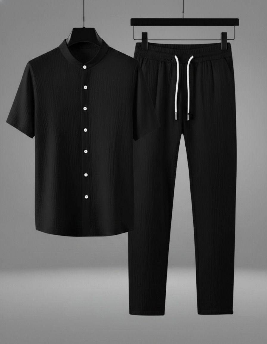 devu fashion Men Night Suit Set Black Striped-picture-22