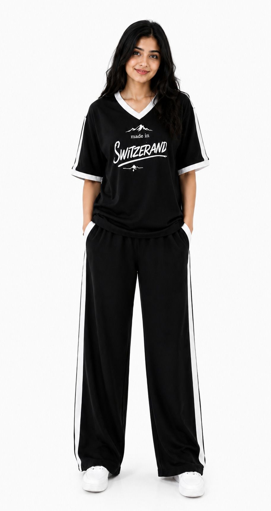 atm enterprises Women Top & Pyjama Set Black Graphic Print-picture-10