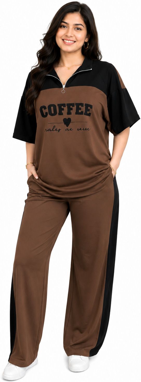 atm enterprises Women Top & Pyjama Set Brown Solid-picture-37