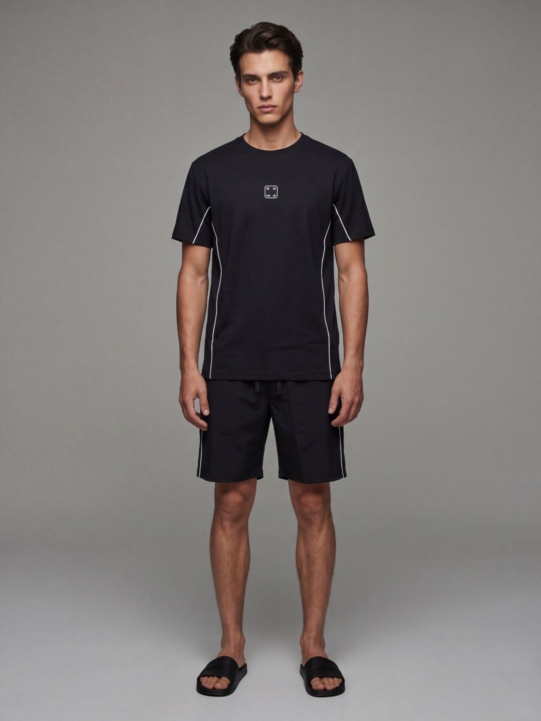 sweet dreams Men Top & Shorts Set Black Solid-picture-14