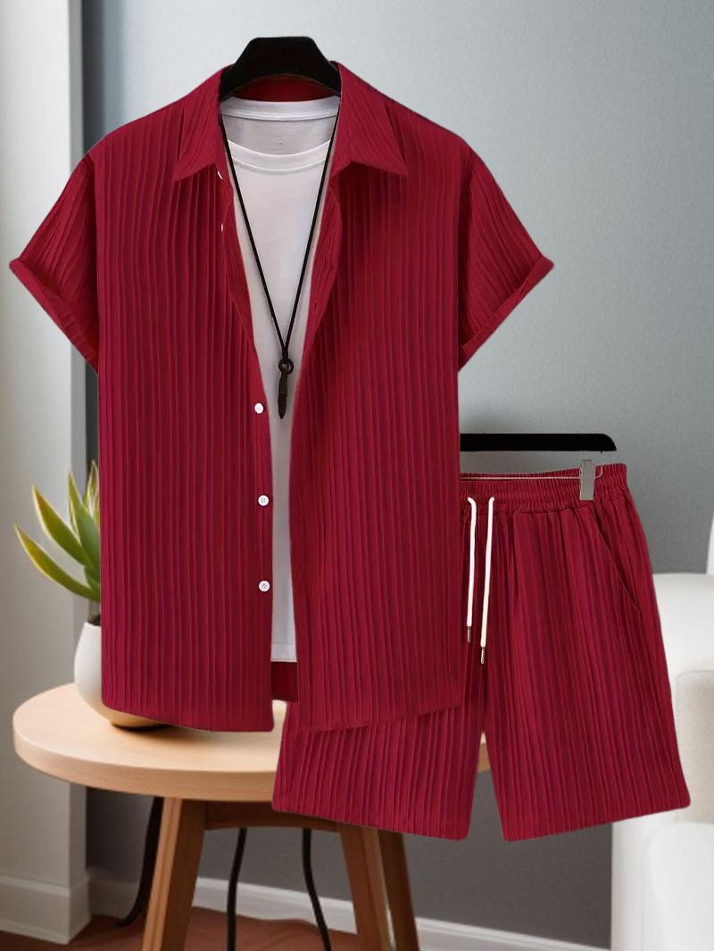 glori star Men Night Suit Set Maroon Striped-picture-28