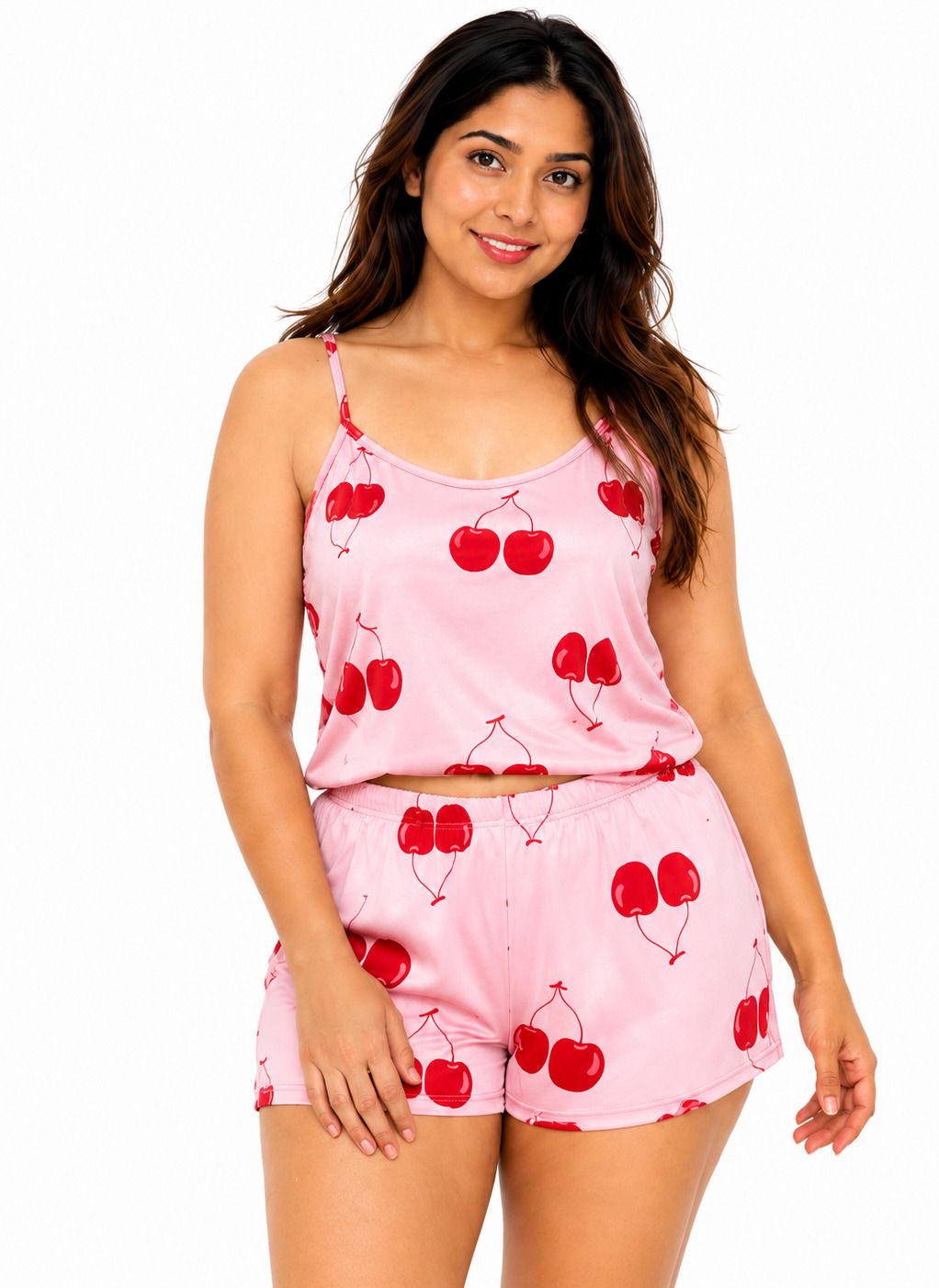 Women Top & Shorts Set Pink Printed, Conversational-image-6
