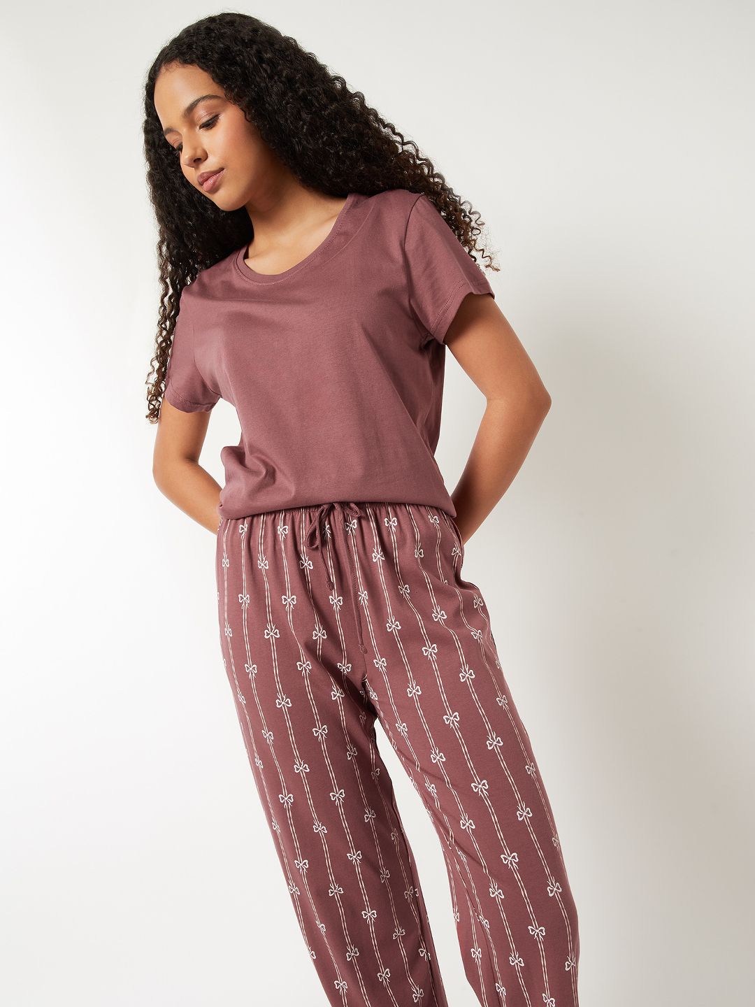 max Women Top & Pyjama Set Maroon Printed-picture-56