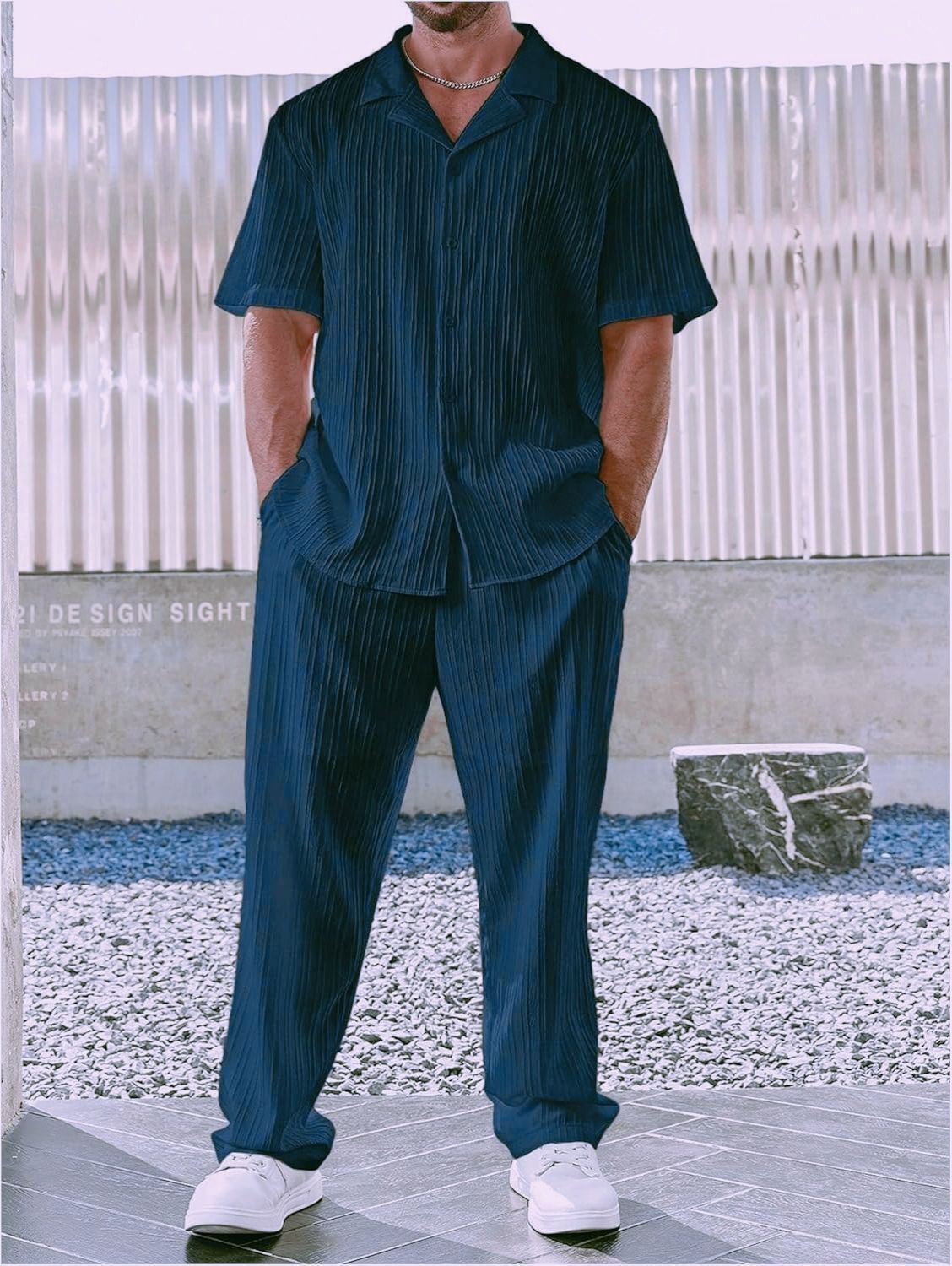 hari trendz clothing Men Night Suit Set Blue Self Design-picture-11
