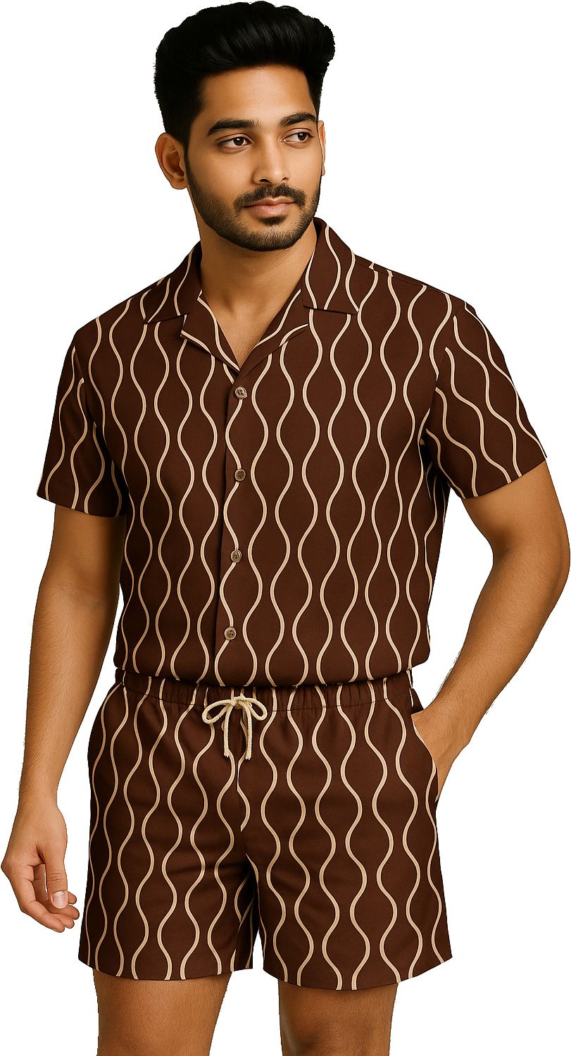 tanisha fashion Men Night Suit Set Brown Printed-picture-33