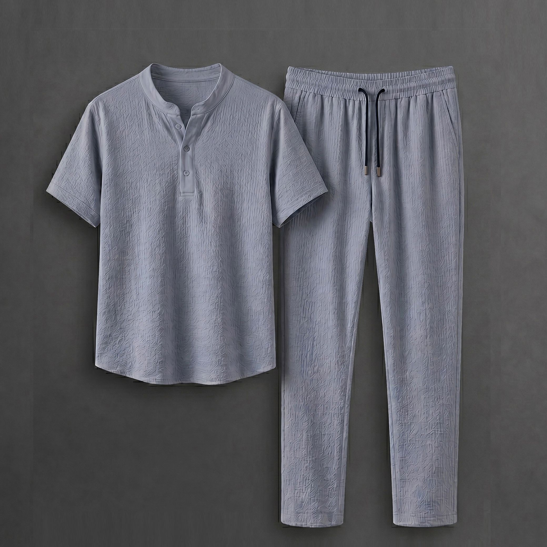lookberry Men Night Suit Set Grey Solid-picture-10