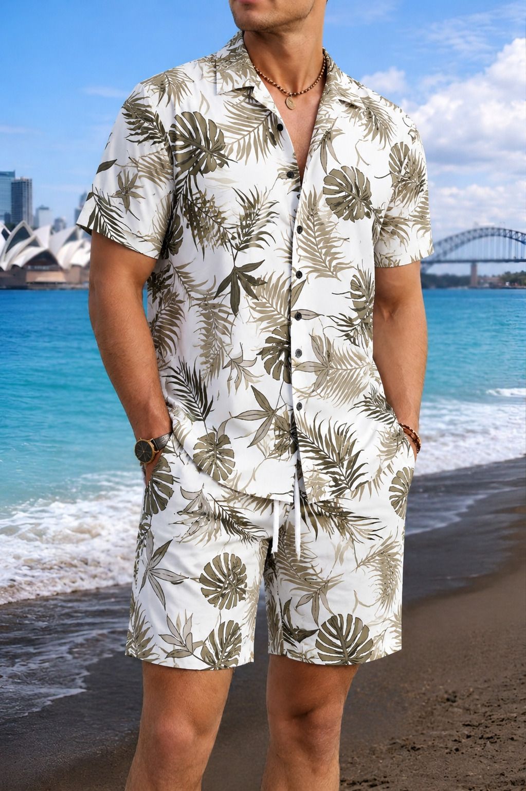 maacreation Men Top & Shorts Set Multicolor Floral Print, Printed-picture-46