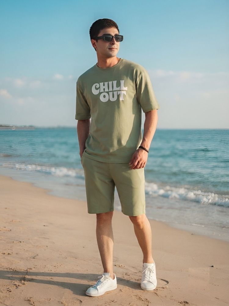 the squad club Men Top & Shorts Set Light Green Solid-picture-28