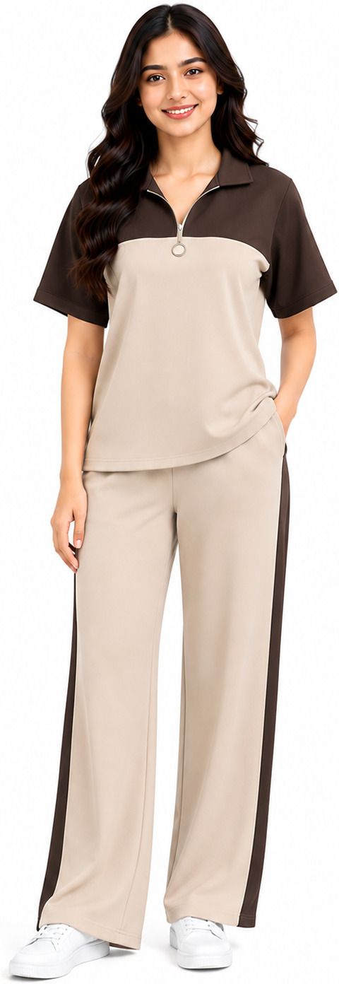 atm enterprises Women Top & Pyjama Set Brown Solid-picture-3