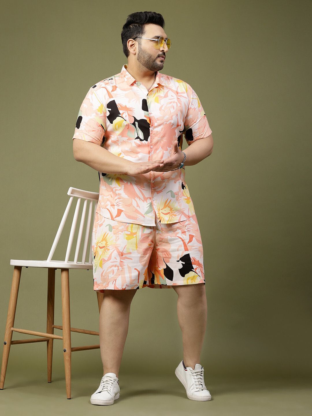Men Night Suit Set Pink Printed-image-29