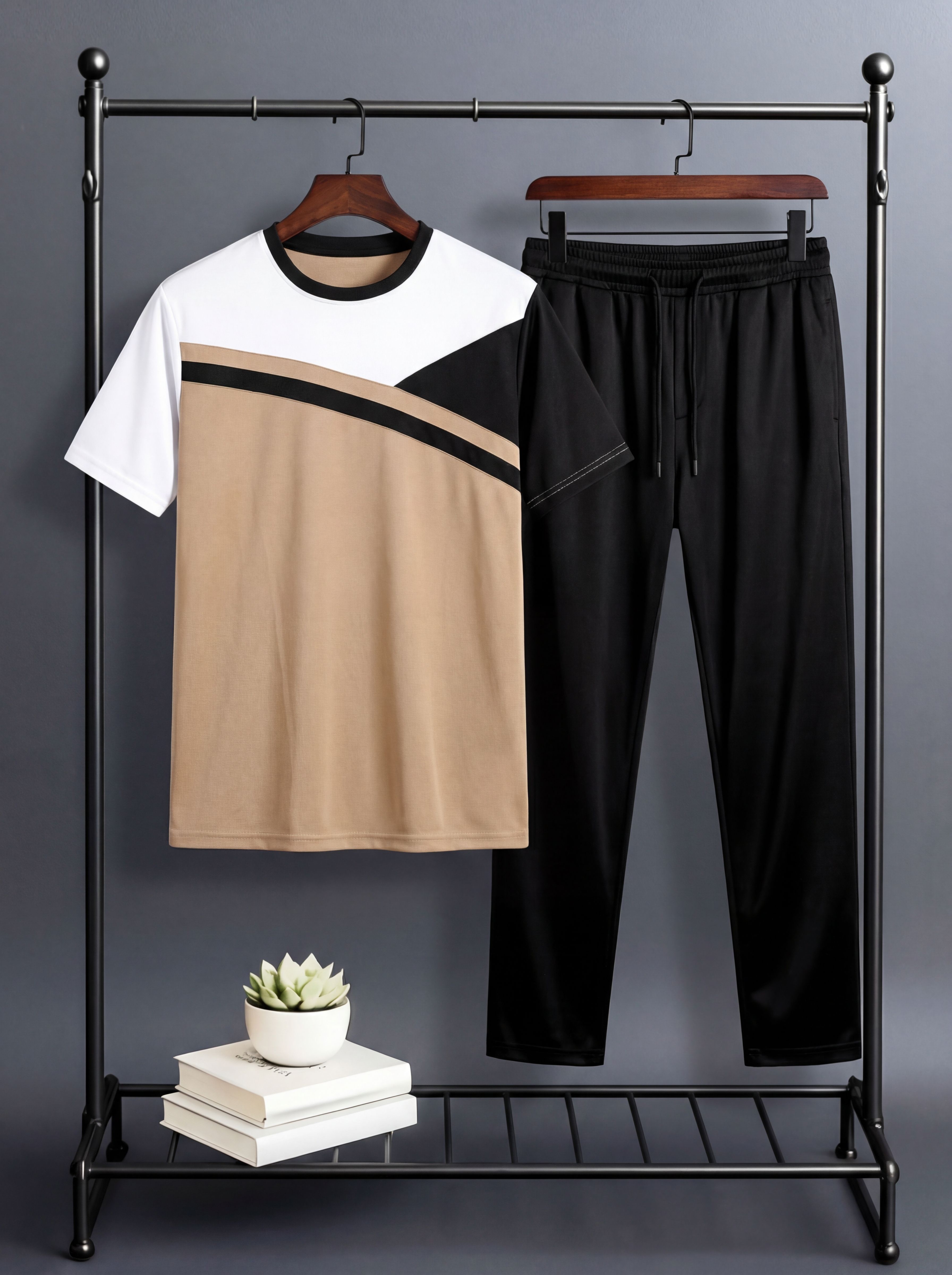grantox Men Night Suit Set Black Self Design-picture-42