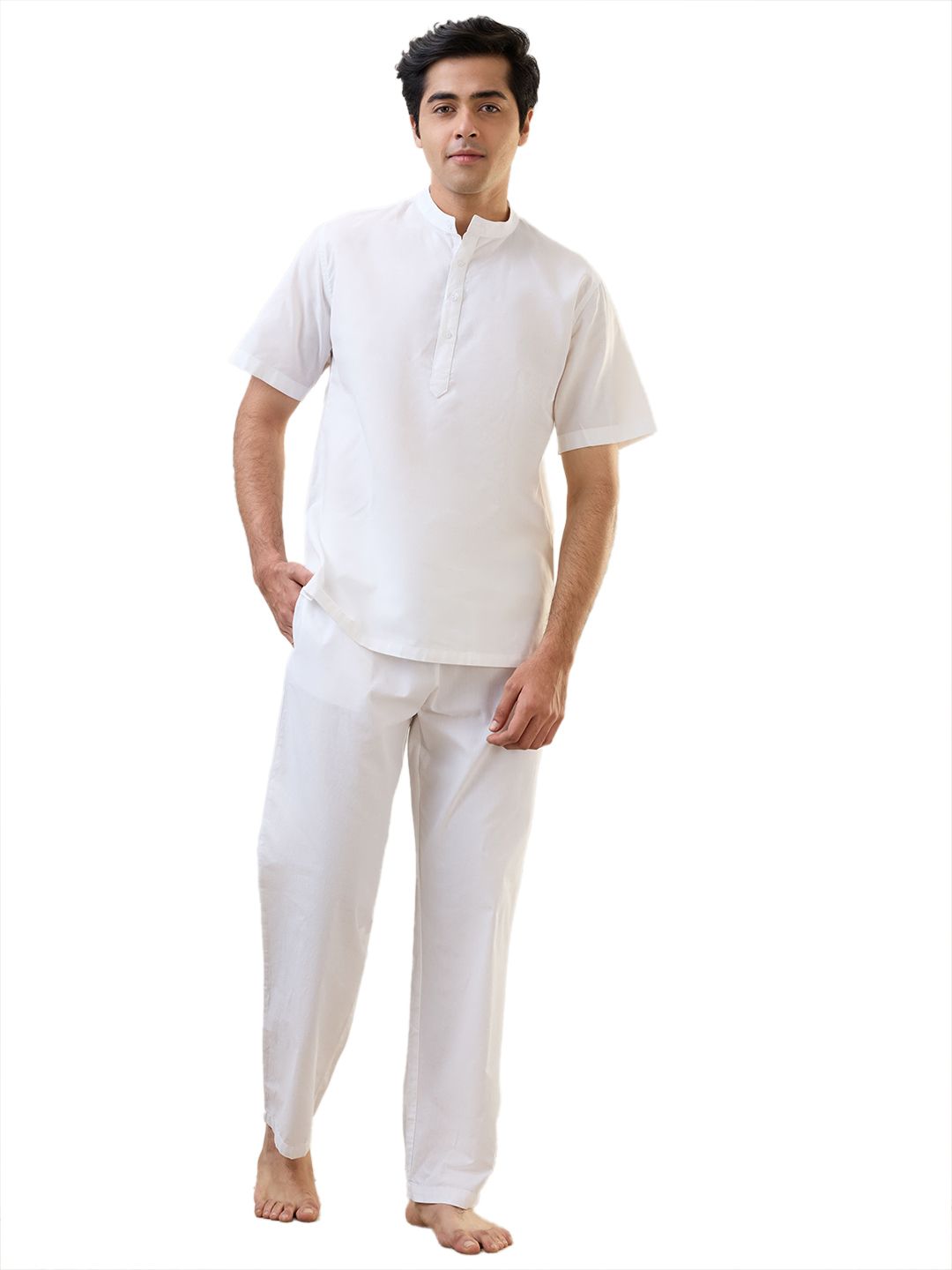 sleepz by raymond Men Top & Pyjama Set White Solid-picture-21