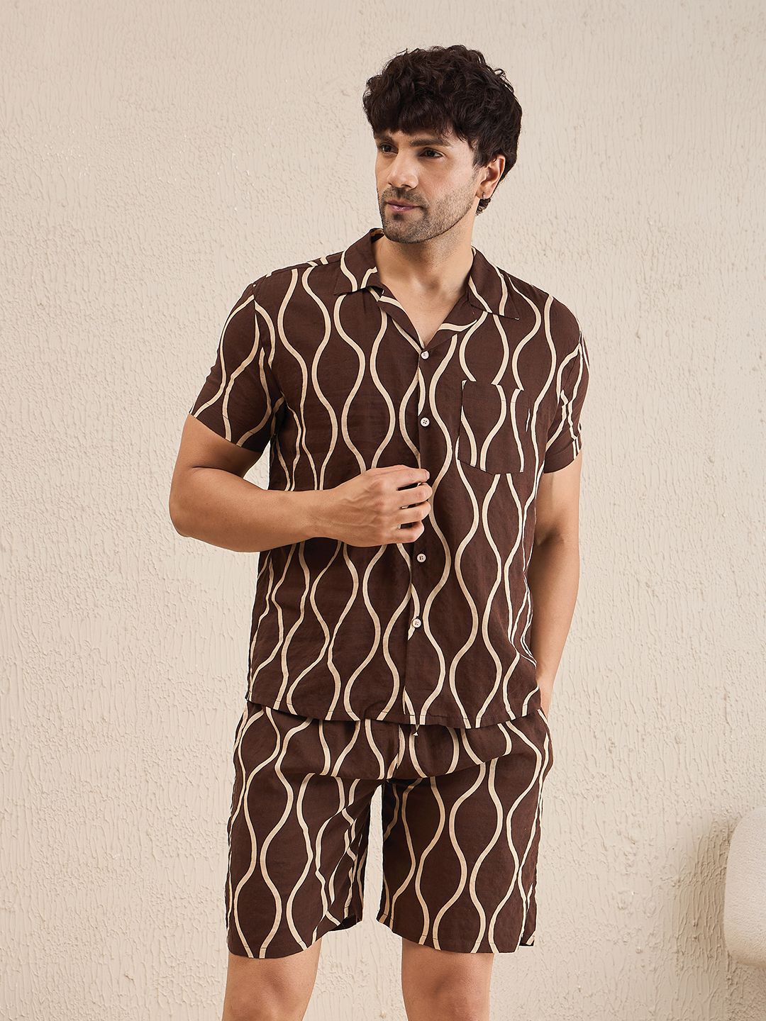 sweet dreams Men Top & Shorts Set Brown Abstract-picture-10