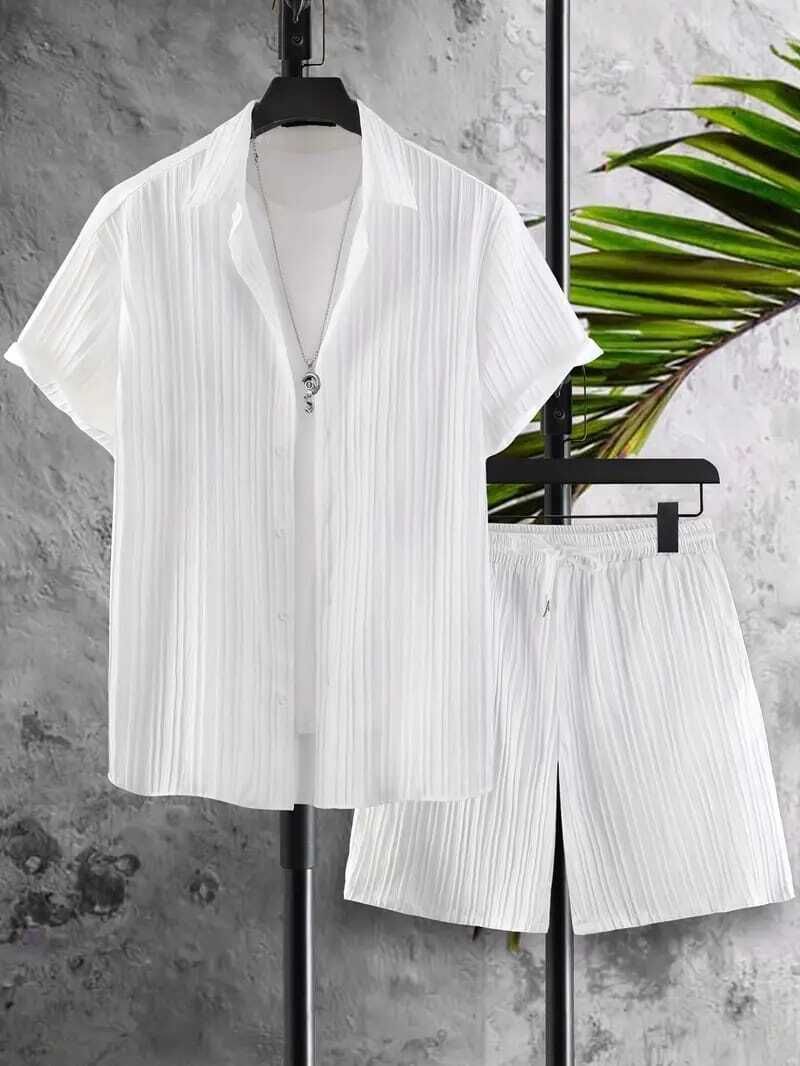 glori star Men Night Suit Set White Striped-picture-18