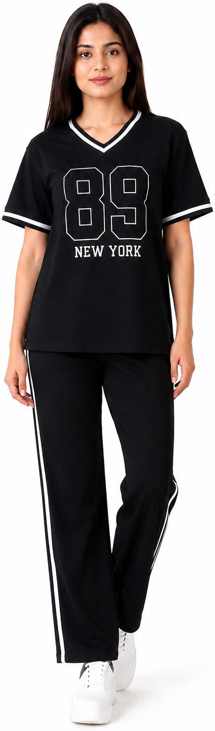 atm enterprises Women Top & Pyjama Set Black Solid-picture-46