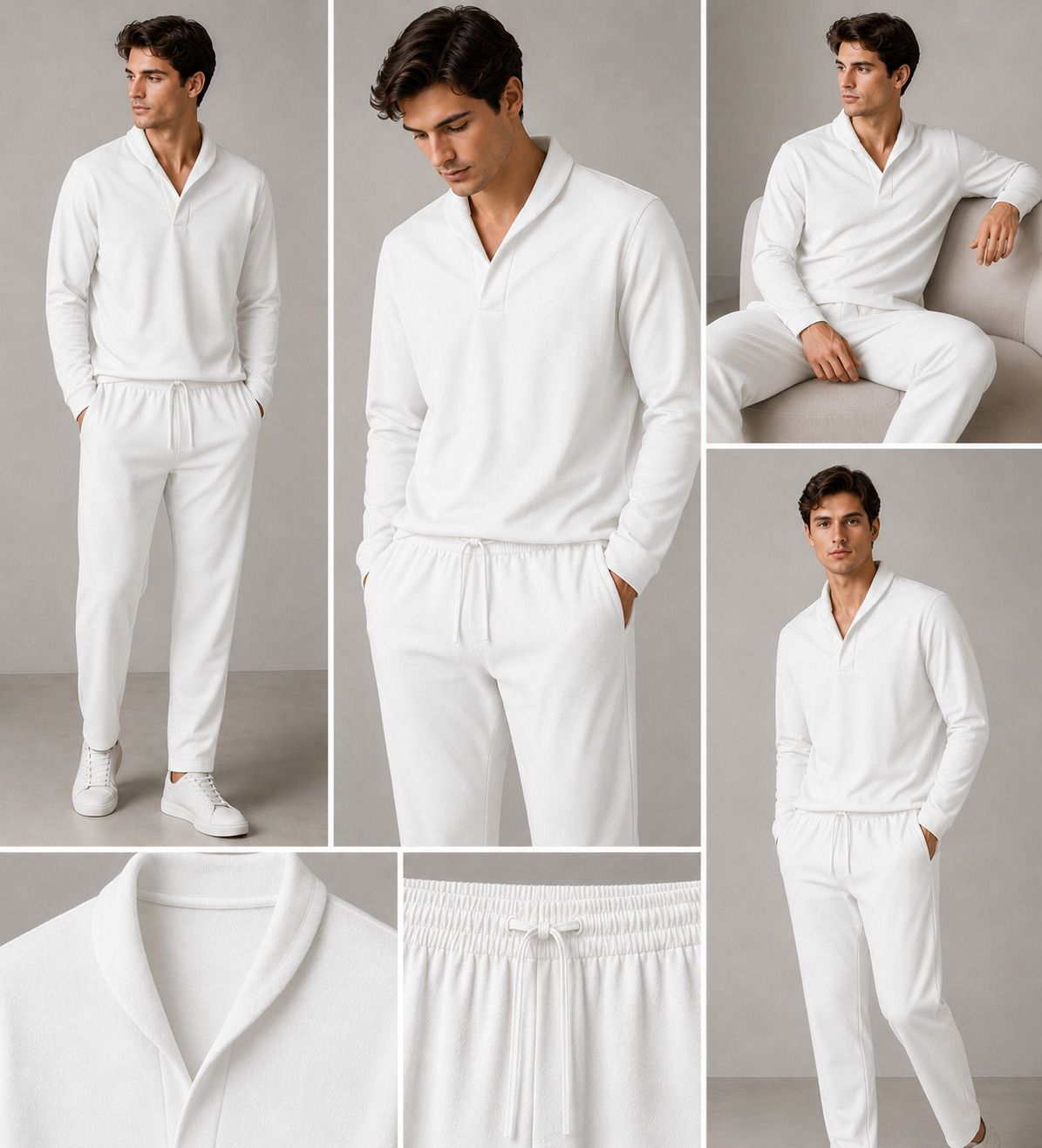 devu fashion Men Top & Pyjama Set White Colorblock-picture-23
