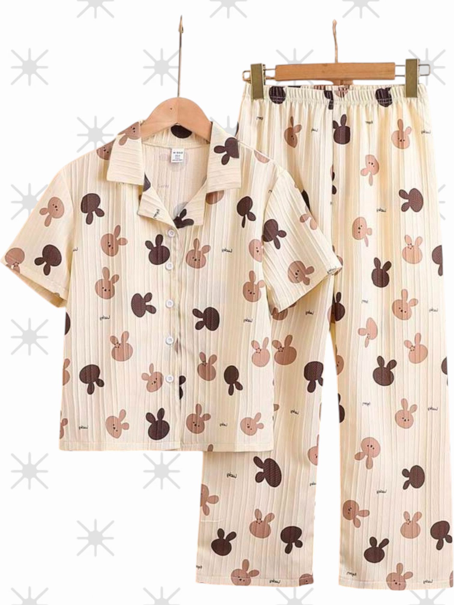 bjmfashions Women Night Suit Set Beige, Multicolor Printed-picture-27