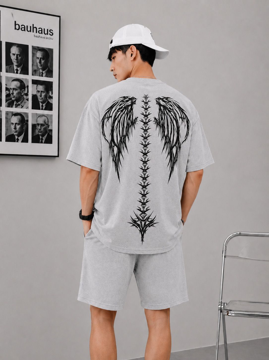 yobdel Men Top & Shorts Set Black Printed-picture-12