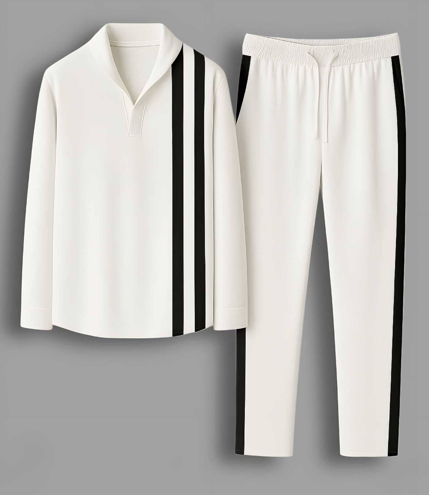 devu fashion Men Night Suit Set White Striped-picture-18
