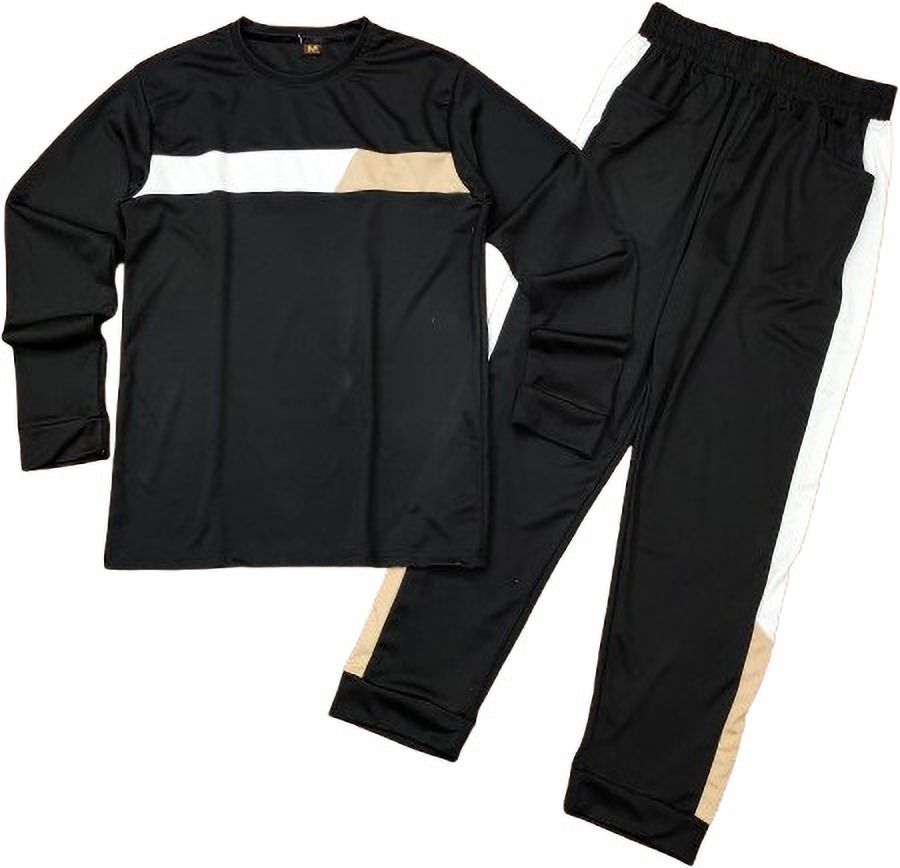 baludacloths Men Night Suit Set Beige, Black Colorblock-picture-47