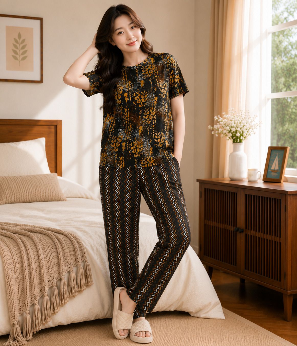 jk creation Women Top & Pyjama Set Multicolor Printed-picture-26