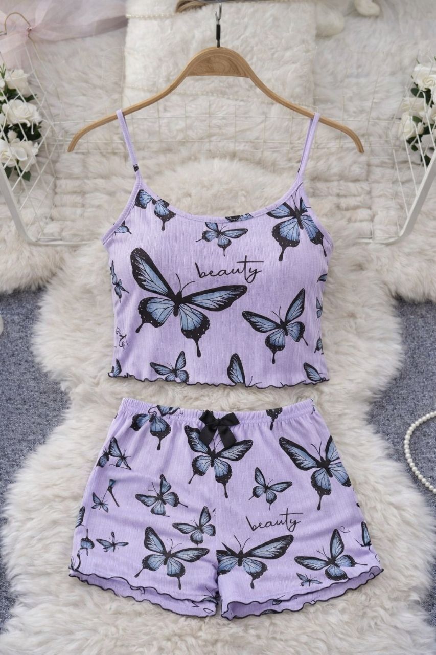 maurya Women Top & Shorts Set Purple, Blue Printed-picture-30