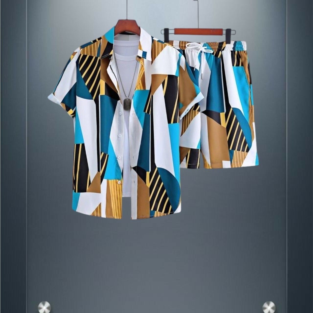 Men Night Suit Set Multicolor Printed-image-6