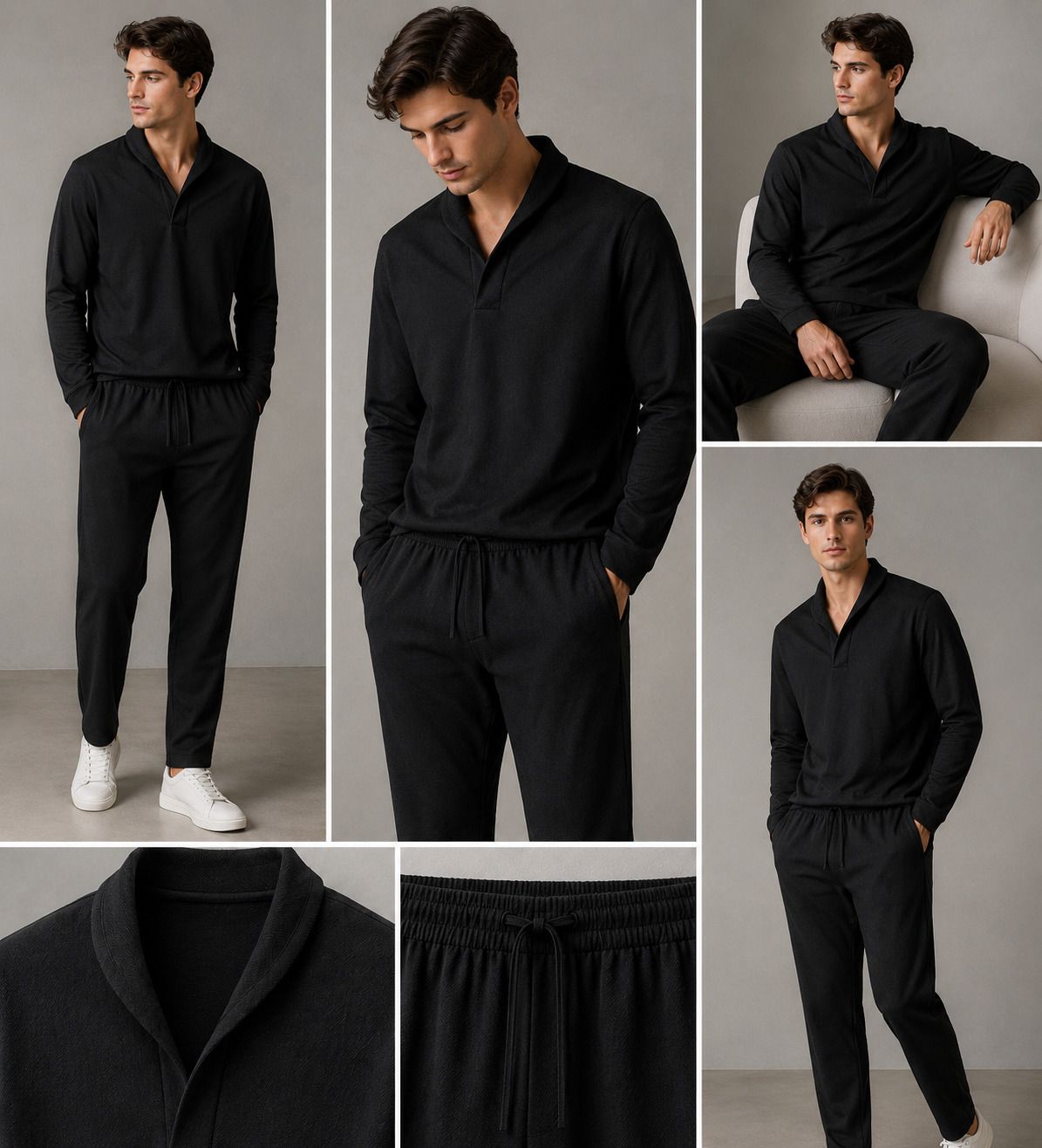 devu fashion Men Top & Pyjama Set Black Colorblock-picture-27