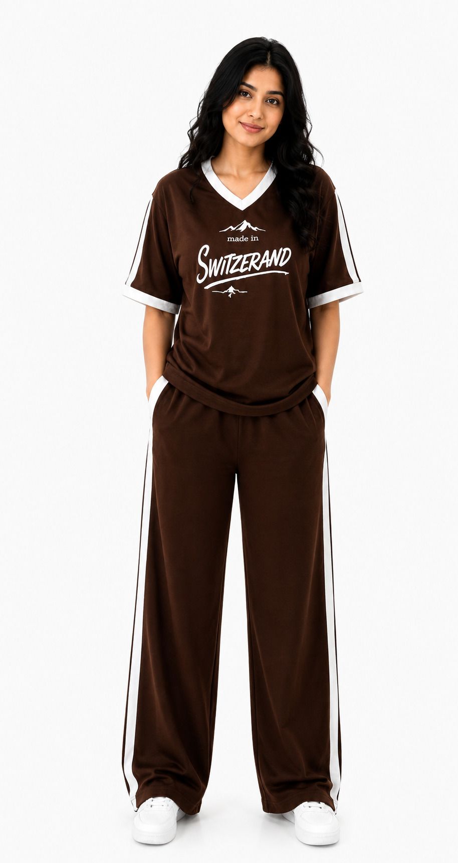 atm enterprises Women Top & Pyjama Set Brown Graphic Print-picture-30