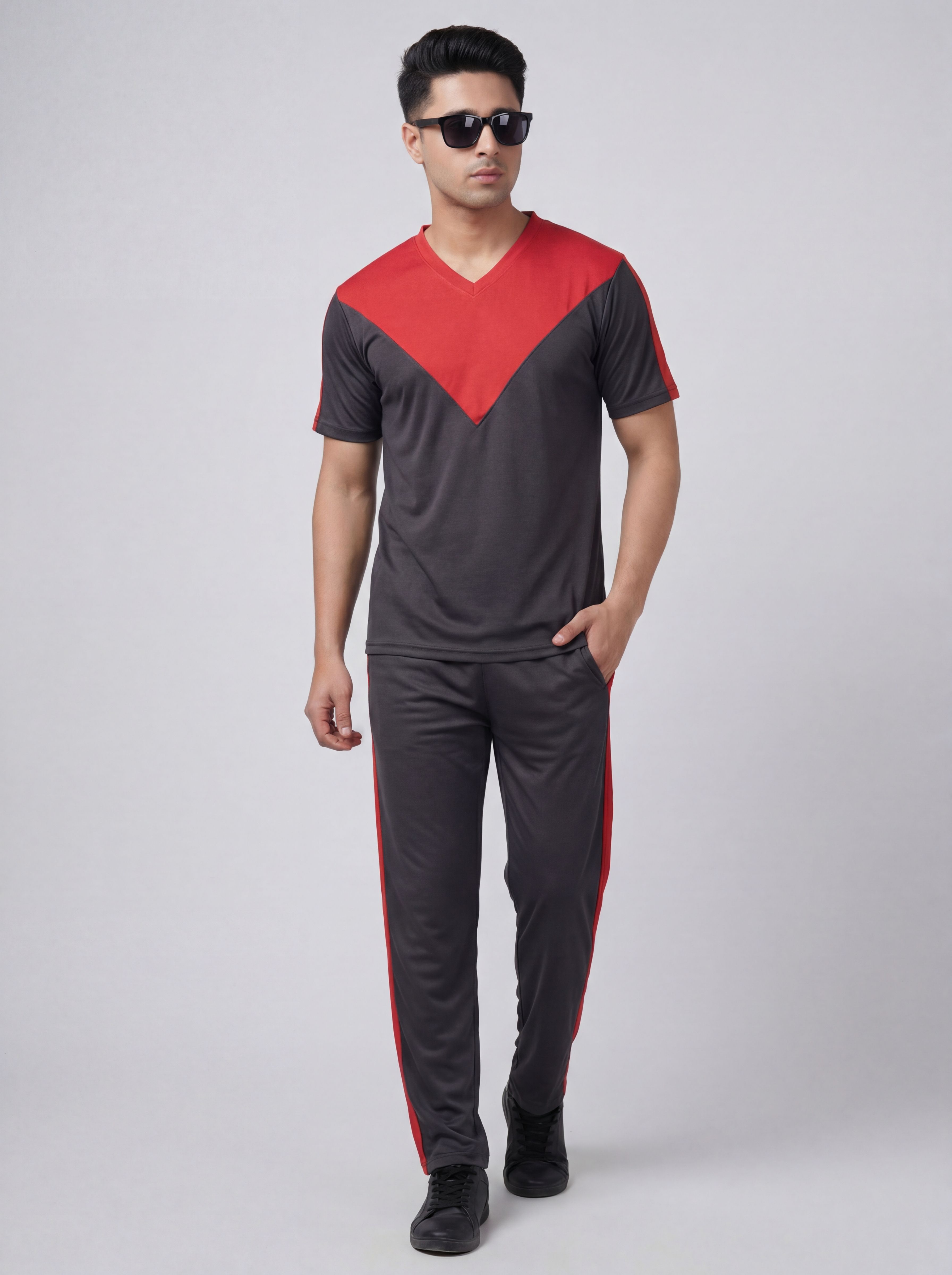 grantox Men Night Suit Set Black Self Design-picture-22