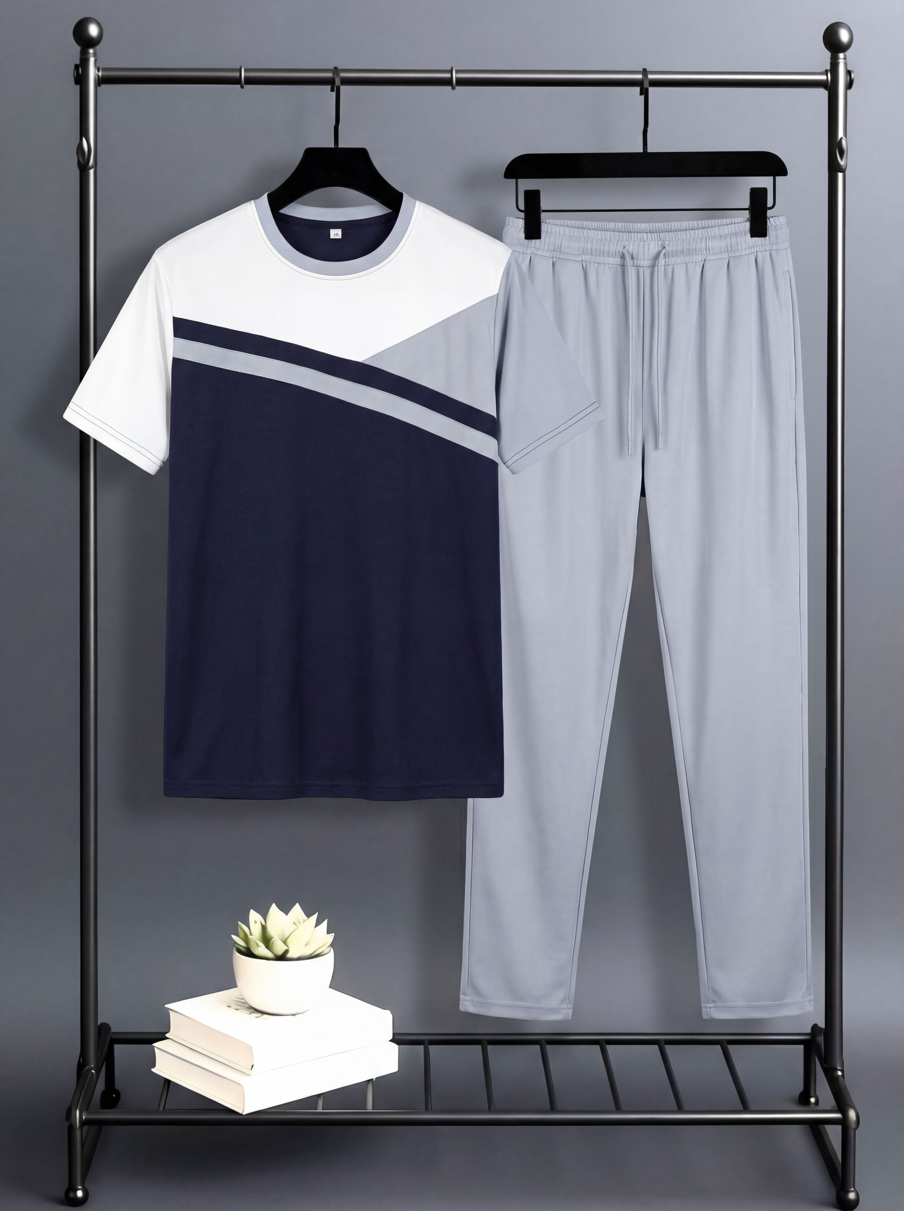 grantox Men Night Suit Set Grey Self Design-picture-21
