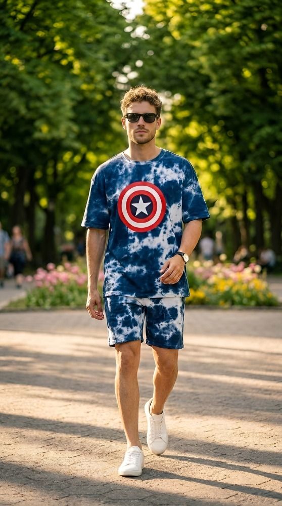 the squad club Men Top & Shorts Set Dark Blue Solid-picture-10