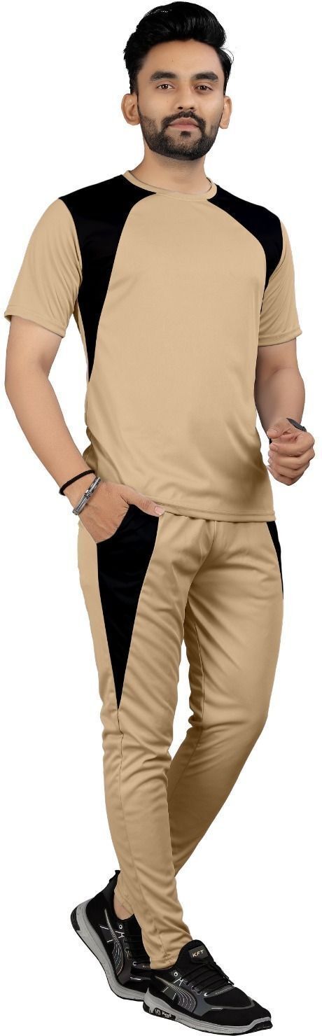 Men Night Suit Set Brown Colorblock-image-40